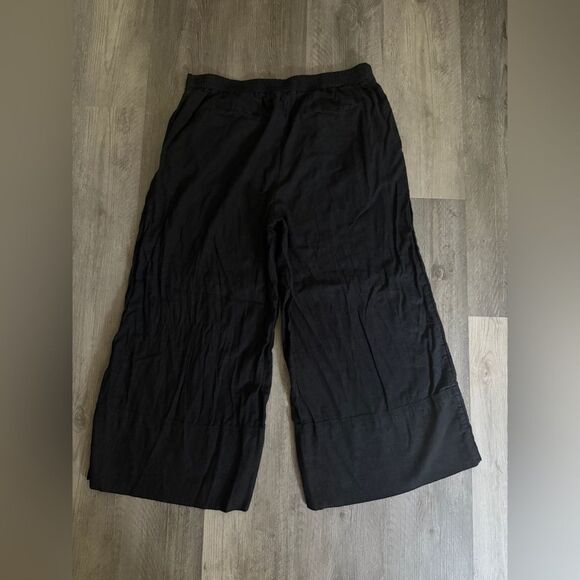 Banana Republic Wide Leg Pants Black Large Linen Rayon Classic - Picture 8 of 14